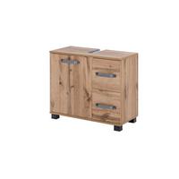 Waschbeckenunterschrank Milan B: 65,1 cm Eiche Dekor - Eichefarben/Schwarz, KONVENTIONELL, Holzwerkstoff (65,1/59/32cm) - MID.YOU