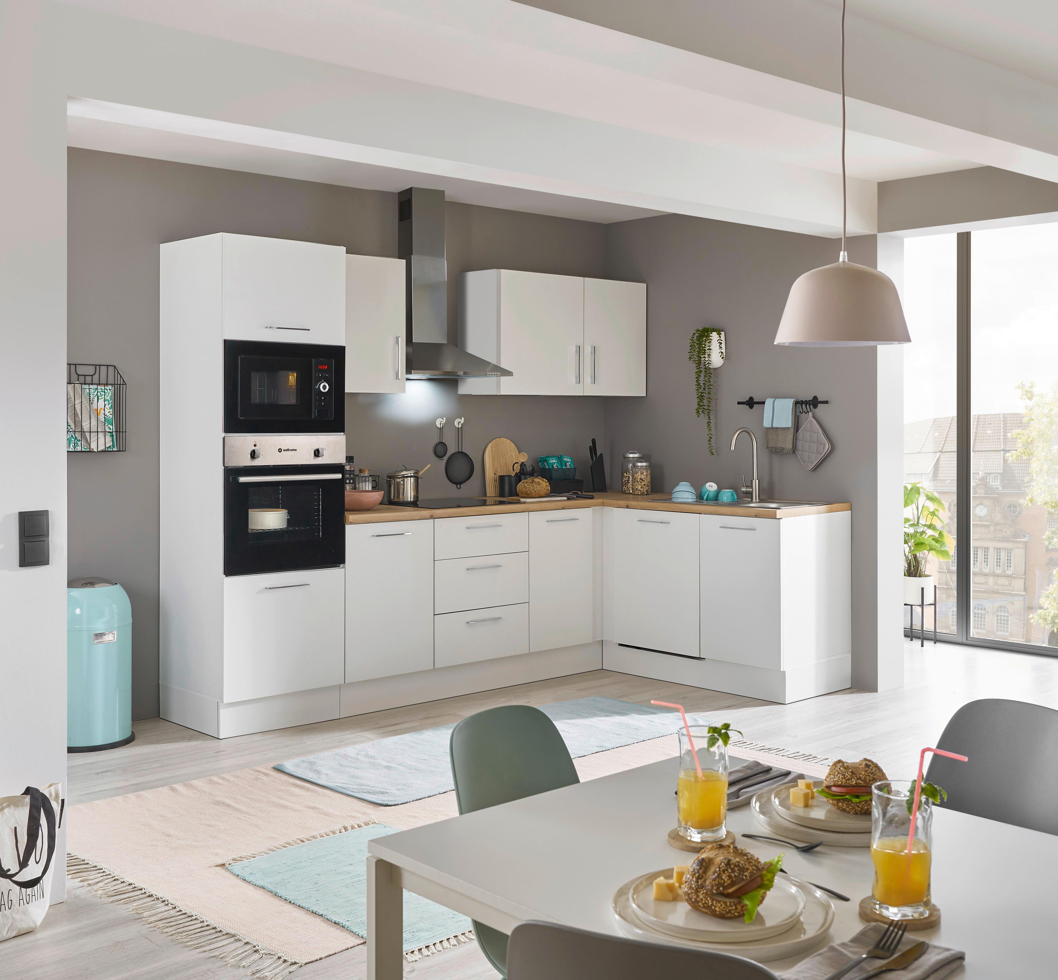 Eckküche Turin Weiß/Eiche Dekor 280x175 cm - Weiß/Eiche Artisan, Basics, Holzwerkstoff (280/175cm) - MID.YOU