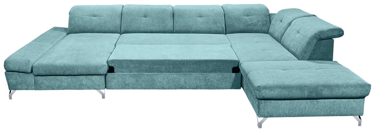Ecksofa Melfi Türkis U: 168 cm - Türkis/Silberfarben, MODERN, Textil (168/350/245cm) - MID.YOU