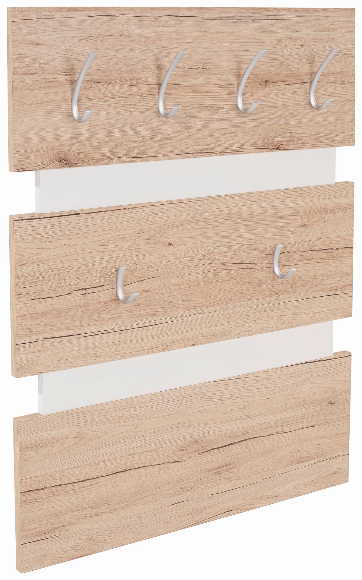 Garderobenpaneel Moya Weiß /eichefarben B: 70 Cm 6 Haken - Eichefarben/Weiß, MODERN, Holzwerkstoff/Kunststoff (70/99/2cm)