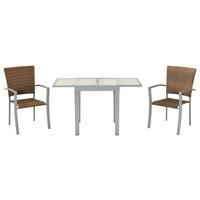 Balkonset Savona - Silberfarben/Naturfarben, MODERN, Kunststoff/Metall - Gardenson