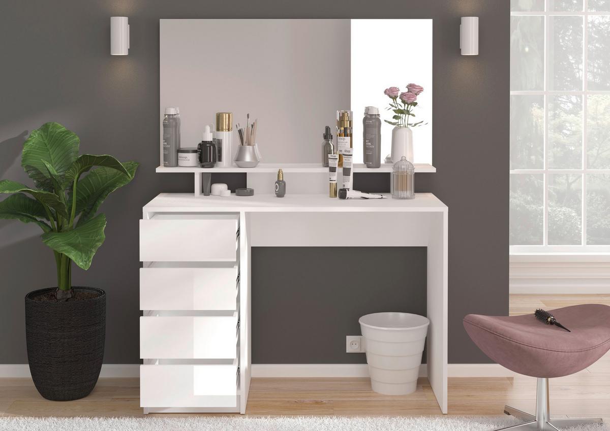 Spiegel Emma Weiß B: 110 cm - Weiß, Design, Glas/Holzwerkstoff (110/70/13cm) - MID.YOU