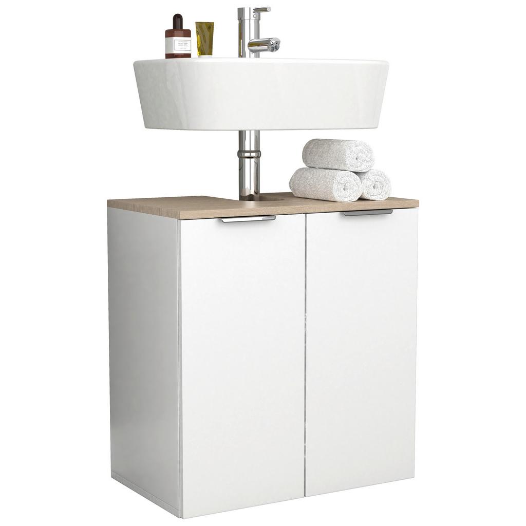 WASCHBECKENUNTERSCHRANK Donali Weiß/Eiche Dekor B:56cm