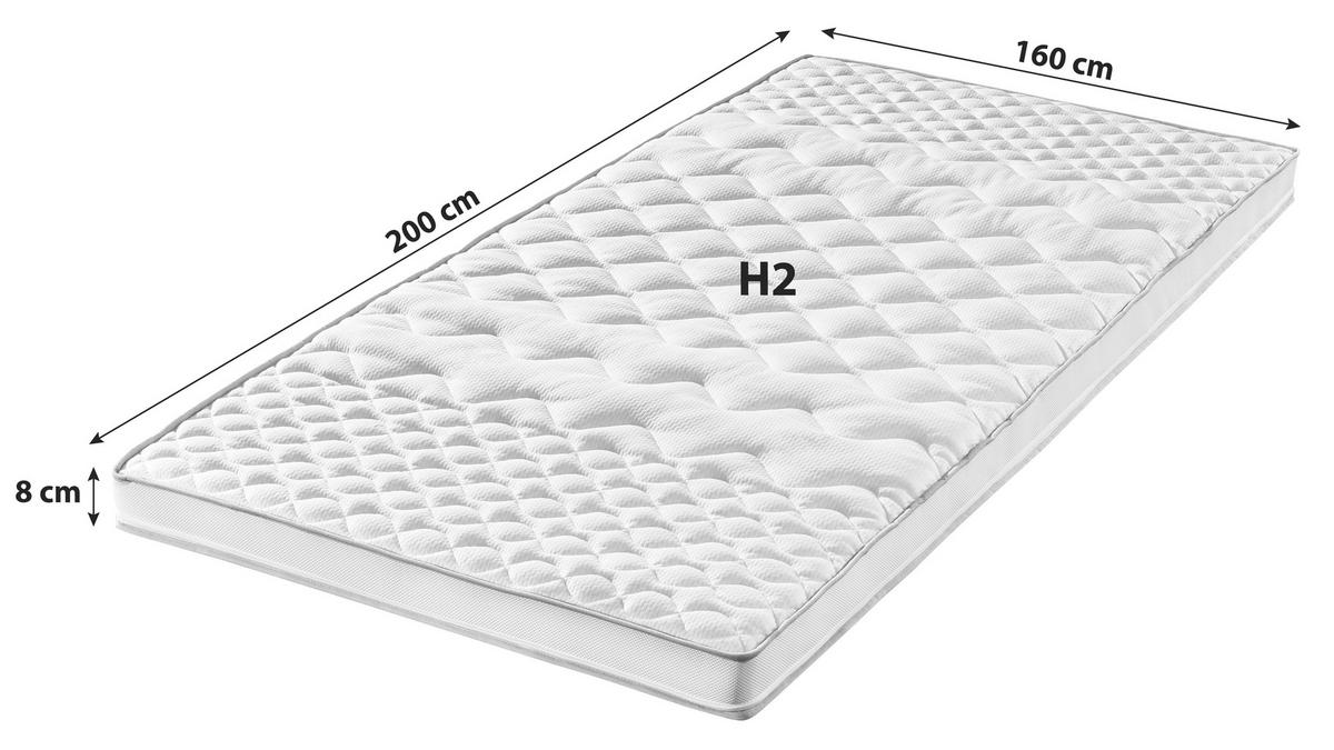 Topper Big Komfort 160x200 cm H2 Polyurethanschaumkern - Weiß, Basics, Textil (160/200cm) - FAN