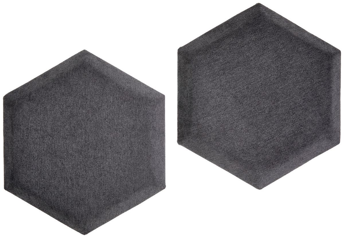 čalouněný panel 2ks, 36x32cm hexagon, tmavě šedá - tmavě šedá, Basics, textil (36/32/4cm) - MID.YOU