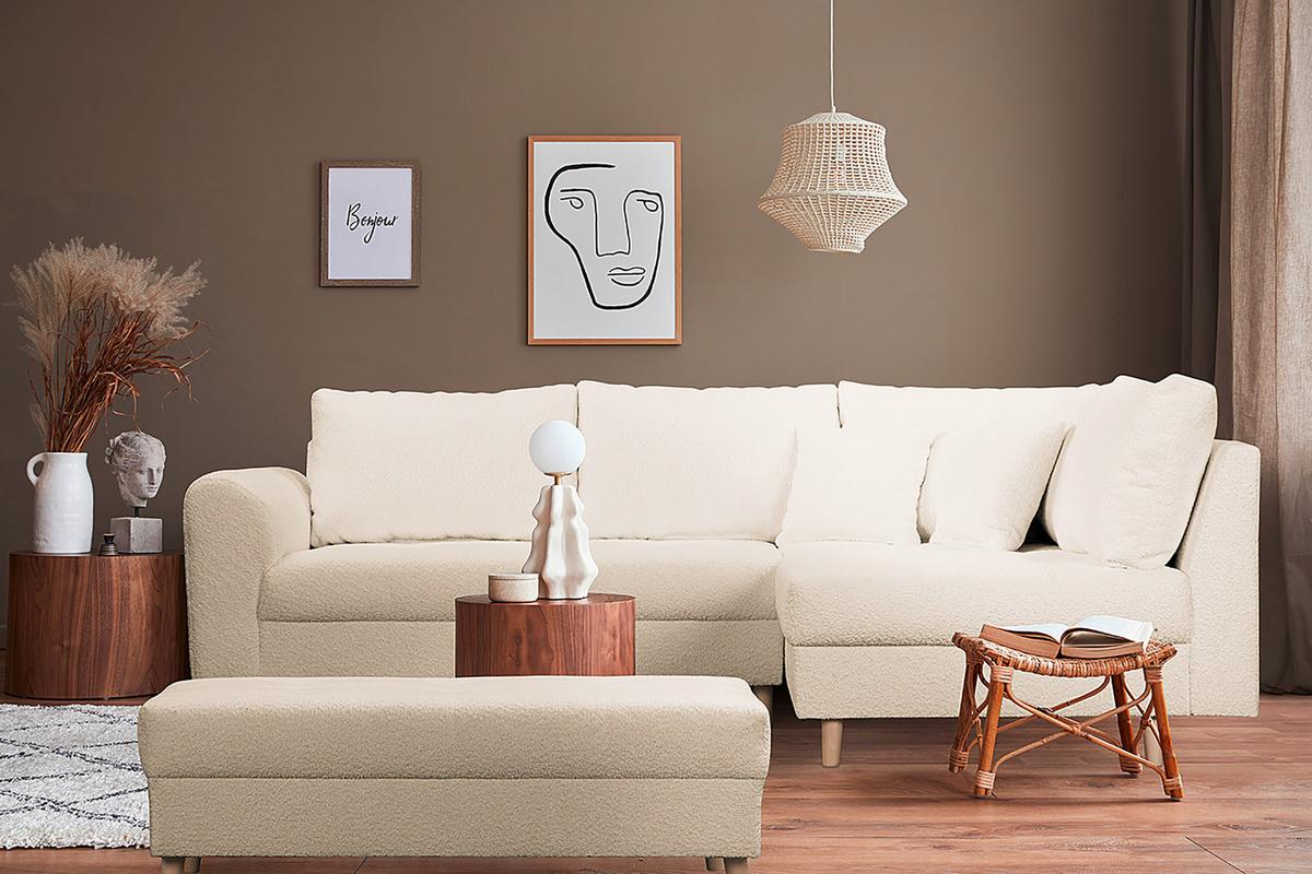 Ecksofa Ariella Weiß S: 231x161 Cm - Naturfarben/Weiß, Design, Textil (231/161cm) - Livetastic