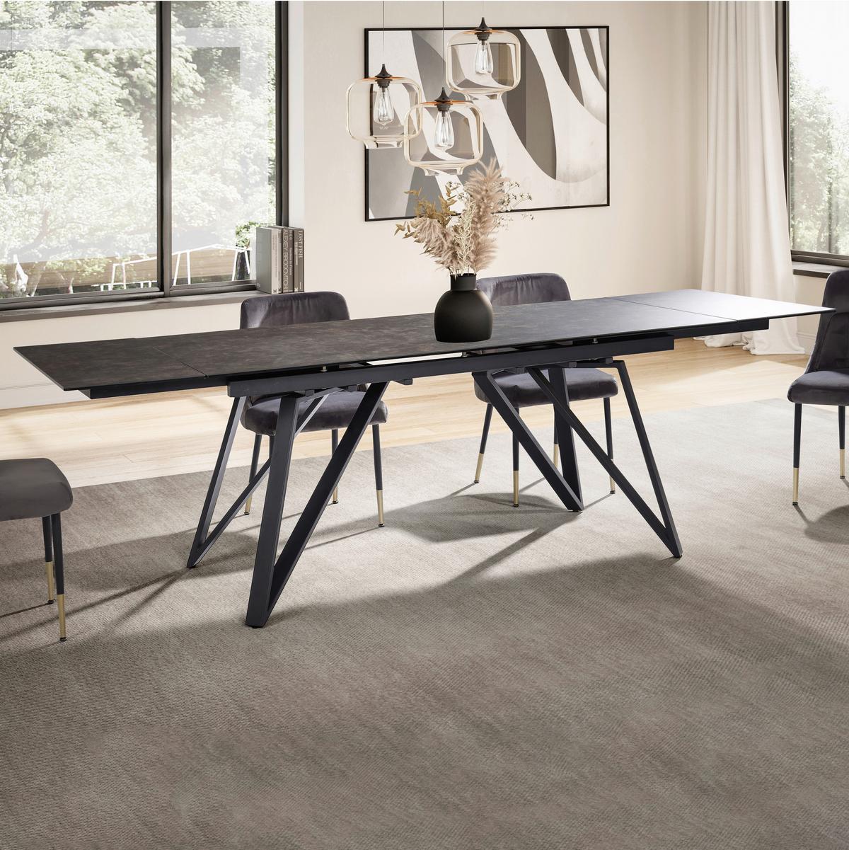 Esstisch Schwarz L: 180 Cm - Schwarz, Design, Keramik/Metall (180/95/76cm) - MID.YOU