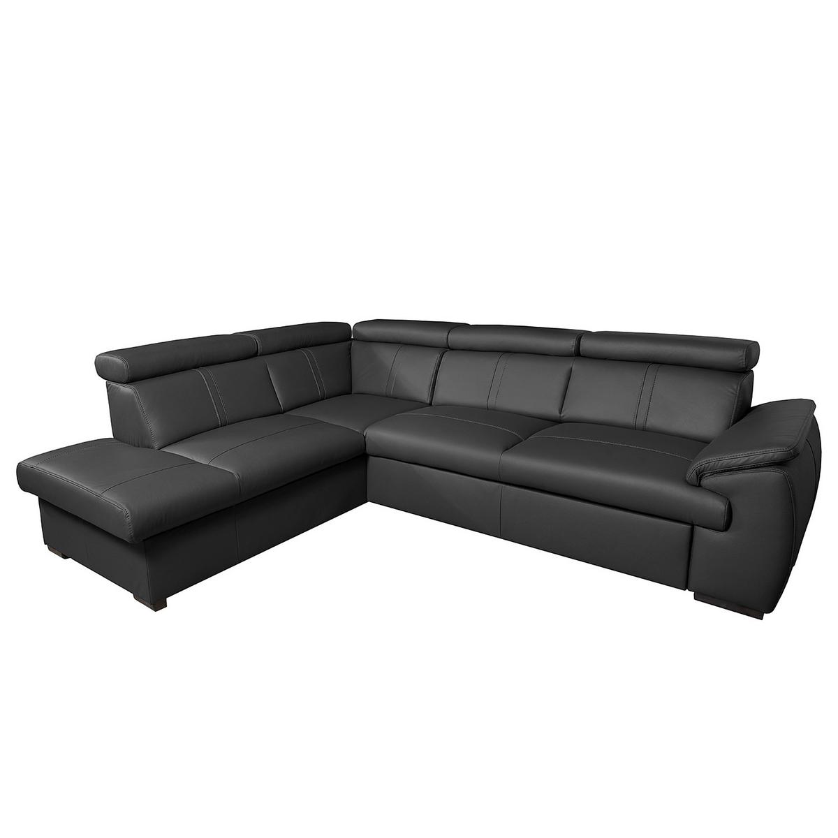 Ecksofa City Schwarz B: 211x265 Cm - Wengefarben/Schwarz, Design, Leder (211/265cm) - Livetastic