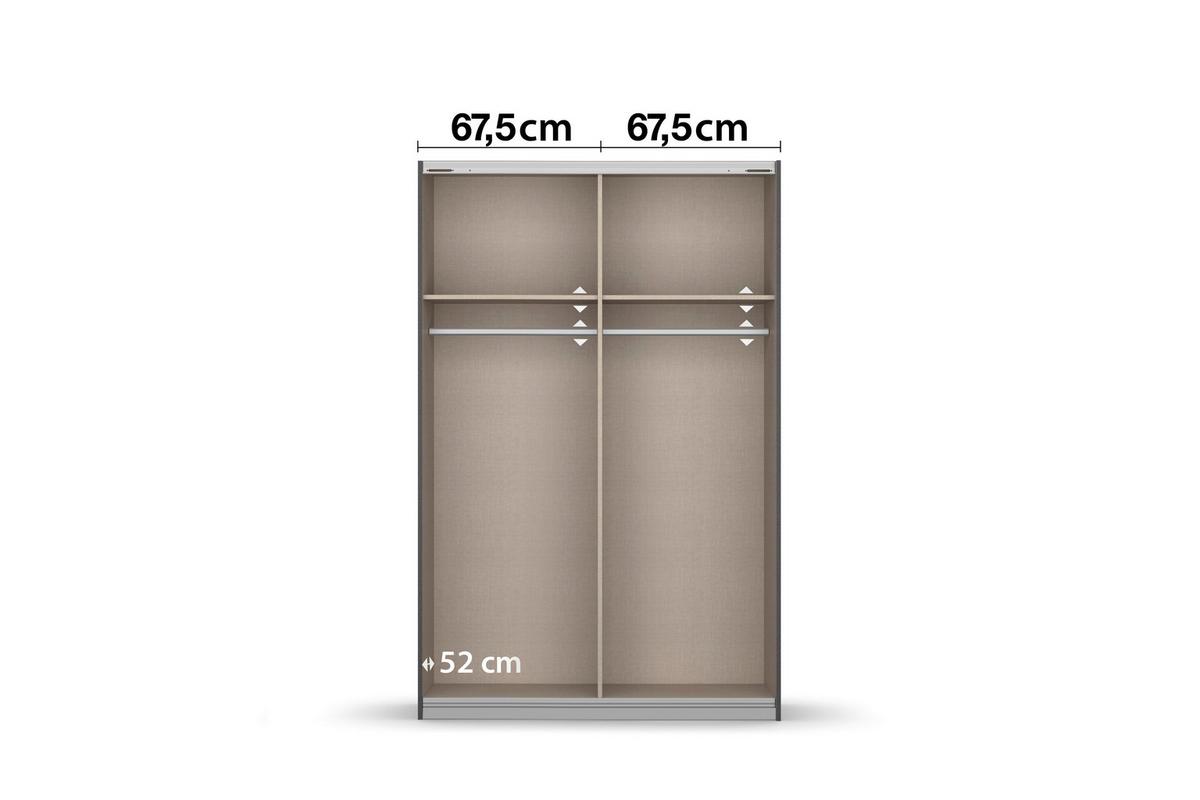 Schwebetürenschrank Subito - Silberfarben/Graphitfarben, MODERN, Holzwerkstoff (136/197/61cm) - Rauch Möbel