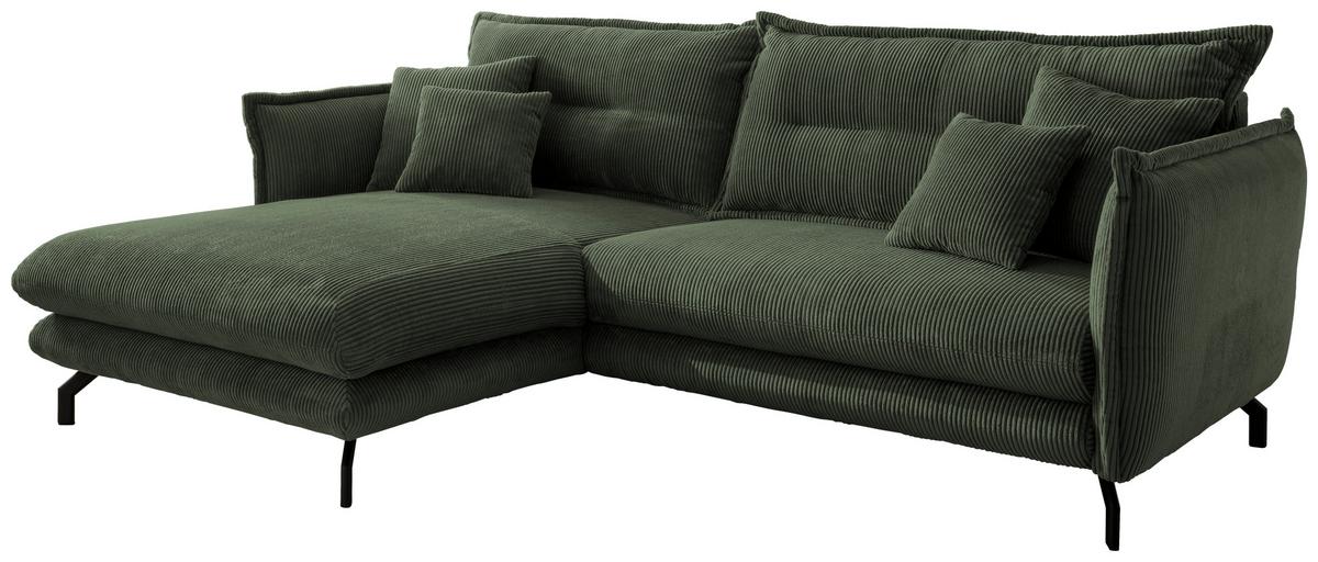 Ecksofa Lava Grün S: 180/255 Cm - Schwarz/Grün, MODERN, Textil (180/255cm) - Livetastic
