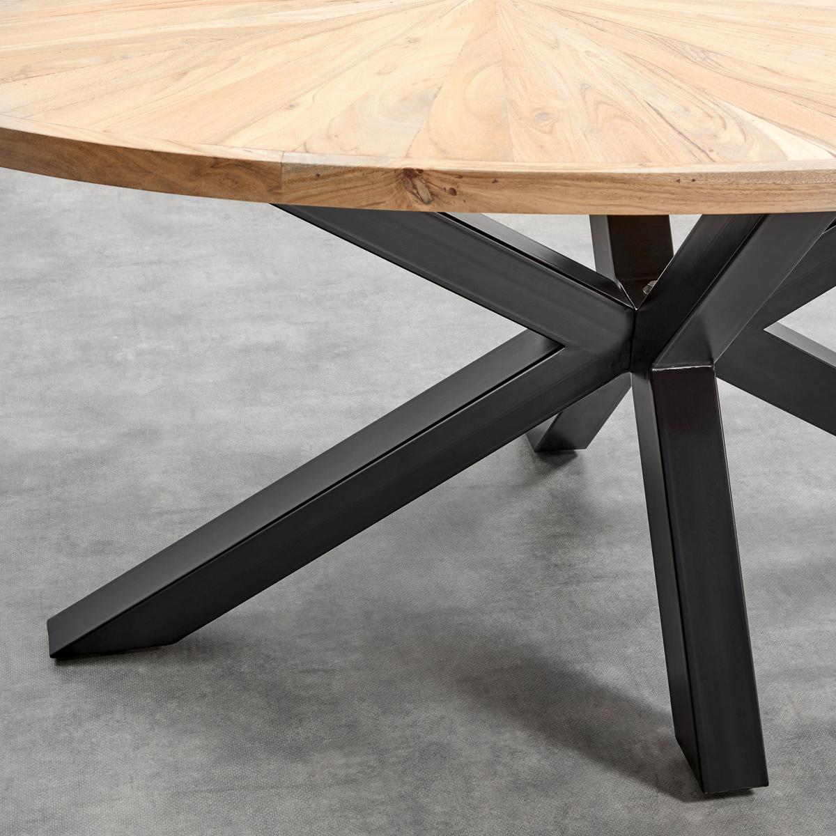 Jedálenský stôl ORBIT akácia masív 180x100cm - čierna/farba akácie, Design, kov/drevo (180/76/100cm) - Zandiara