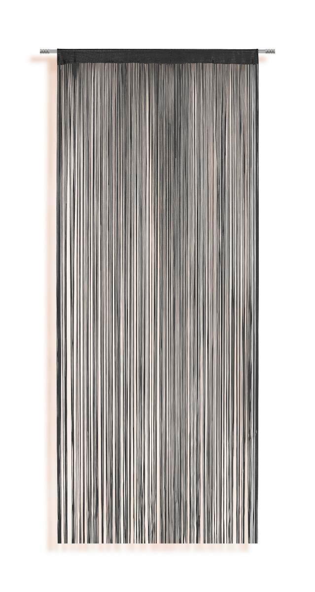 Fadenvorhang + Stangendurchzug Marietta 90x245 Cm Schwarz - Schwarz, KONVENTIONELL, Textil (90/245cm) - Ondega