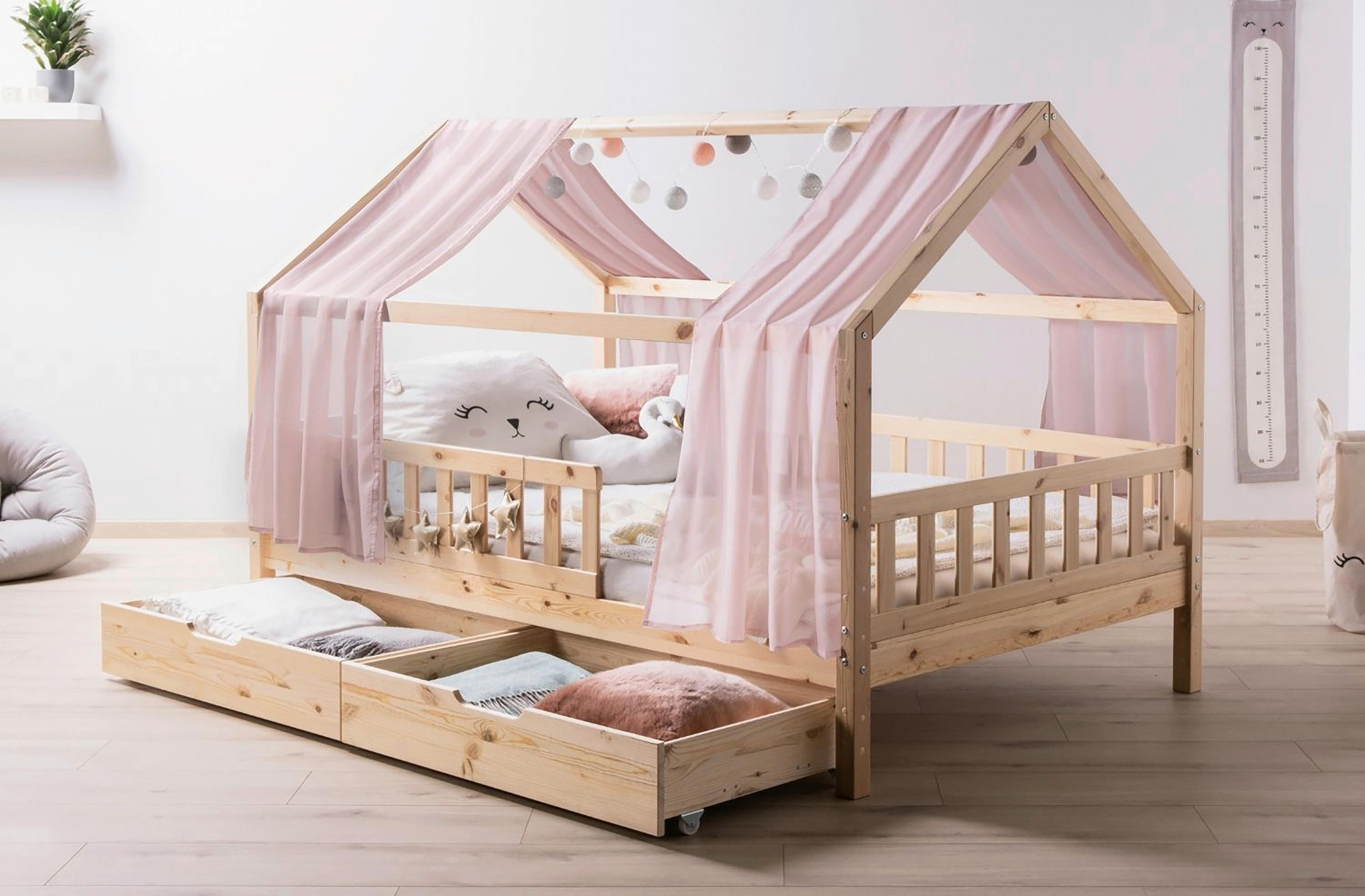 Hausbett Kim Naturfarben/Altorsa 140x200cm - Altrosa/Naturfarben, MODERN, Holz/Textil (140/200cm) - Livetastic