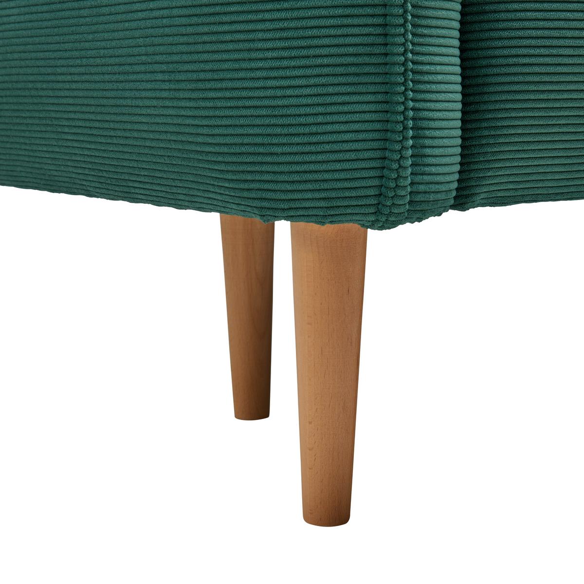 Třímístná pohovka CUSTOM, tmavě zelený manšestr - tmavě zelená/přírodní barvy, Moderní, dřevo/textil (183/85/92cm) - Mömax
