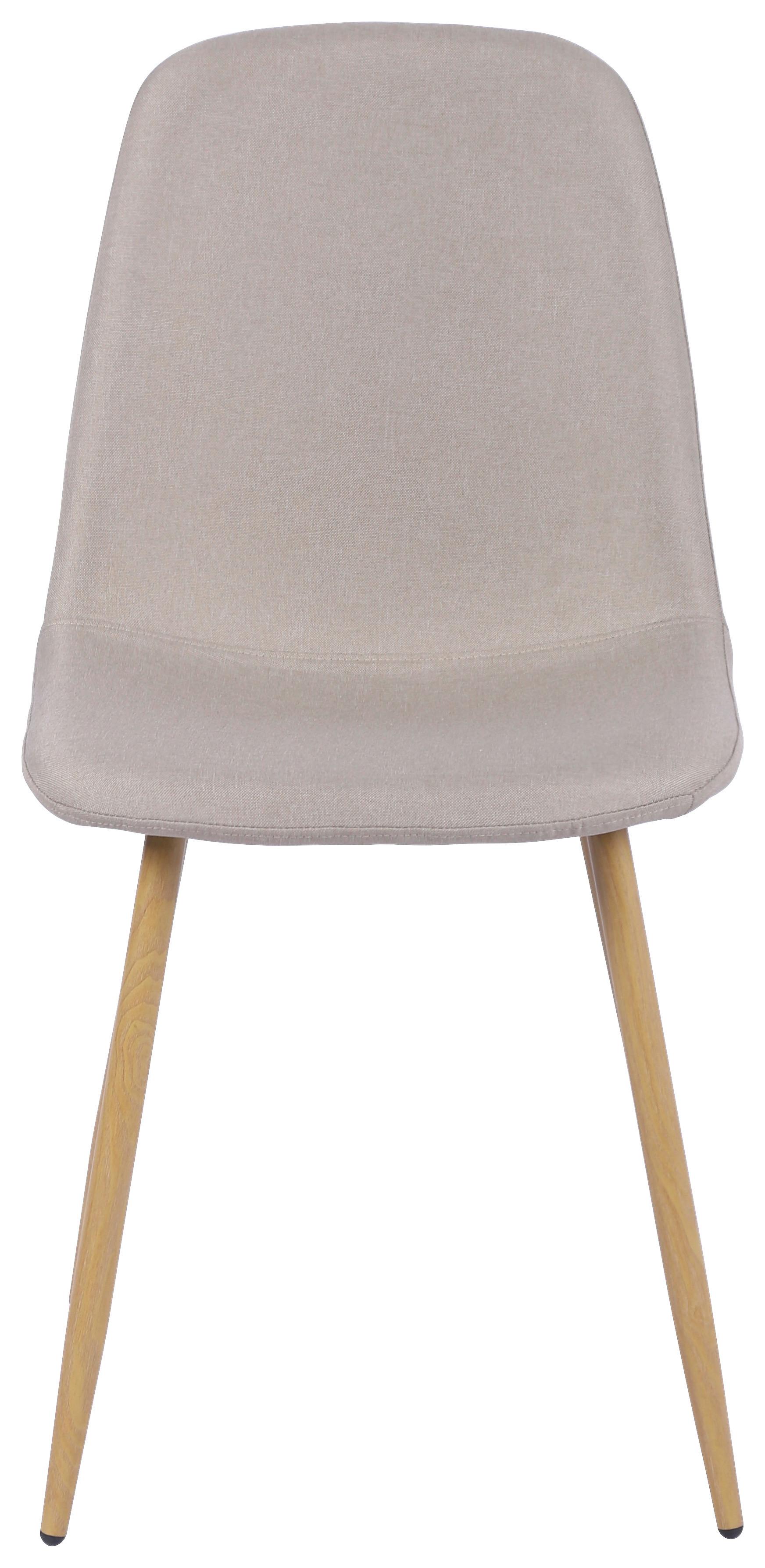 Vierfußstuhl Mona Leinenoptik Beige - Eichefarben/Beige, MODERN, Holz/Textil (44/87/56cm)