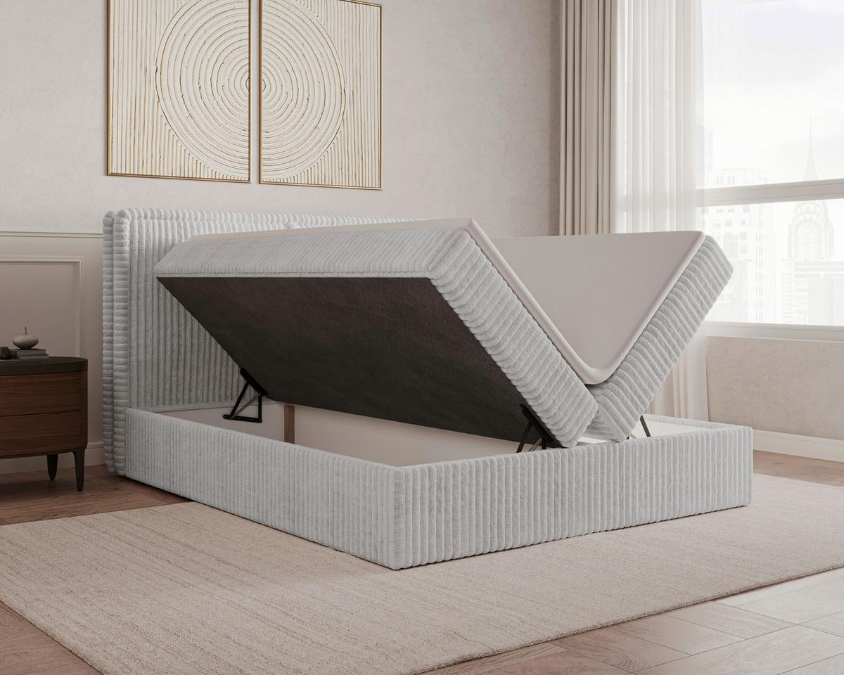 Boxbett Barcelona LF: 180x200 Grau - Schwarz/Grau, MODERN, Holz/Kunststoff (180/200cm) - Livetastic