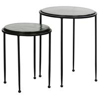 Satztisch Grün, Schwarz 2-teilig - Schwarz/Grün, Design, Glas/Metall - MID.YOU