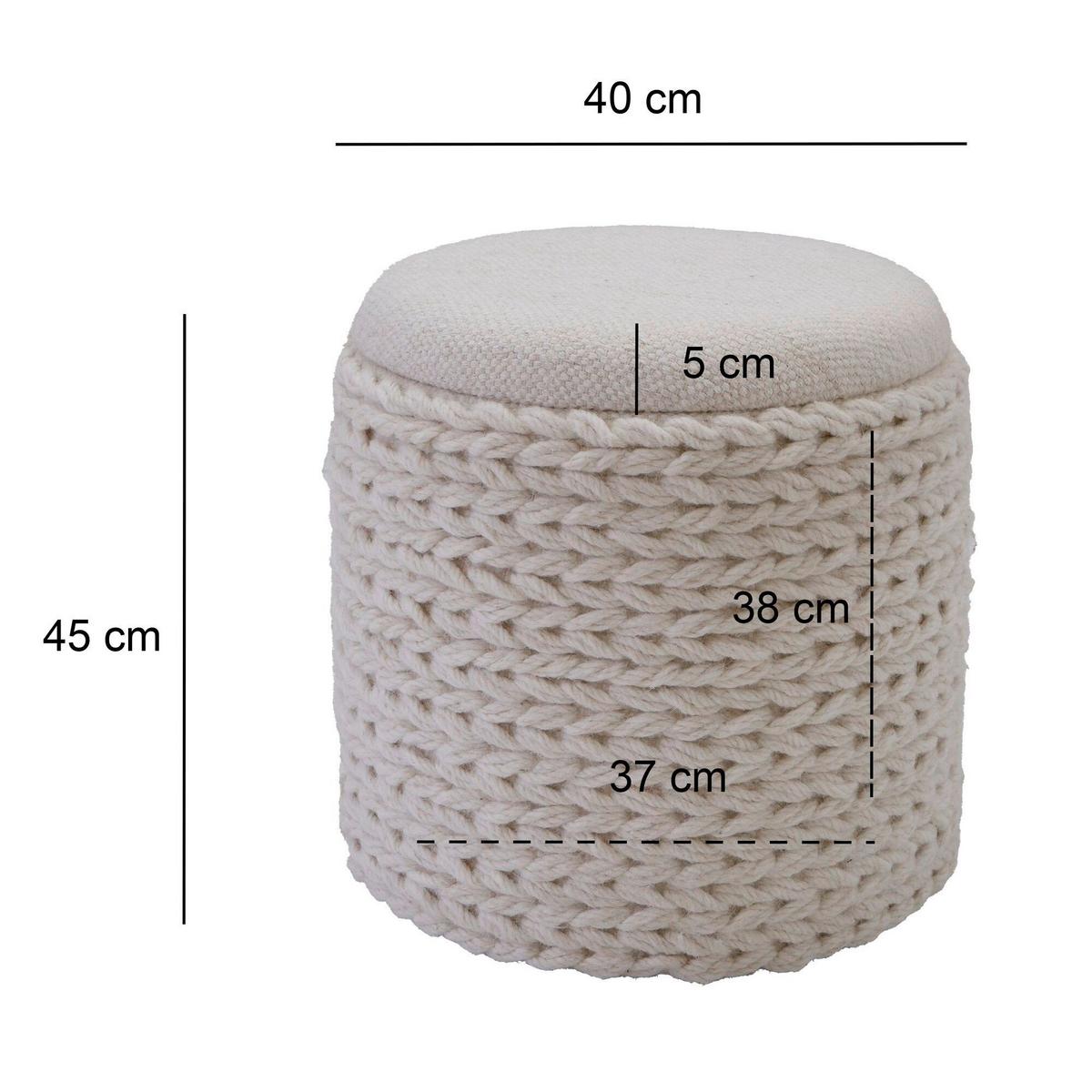 Hocker Creme B: 40cm - Creme, Basics, Textil (40/45/40cm) - Livetastic
