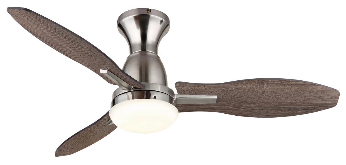 Deckenventilator Gale D:107cm Opal Nickelfarben Braun - Hellbraun/Dunkelbraun, KONVENTIONELL, Holzwerkstoff/Kunststoff (107/32,5cm) - Globo