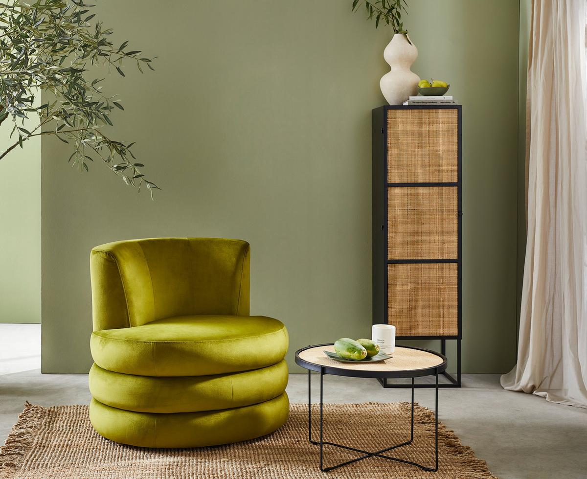 Designsessel Magari - Edelstahlfarben/Olivgrün, Trend, Textil (90/82/85cm) - Livetastic