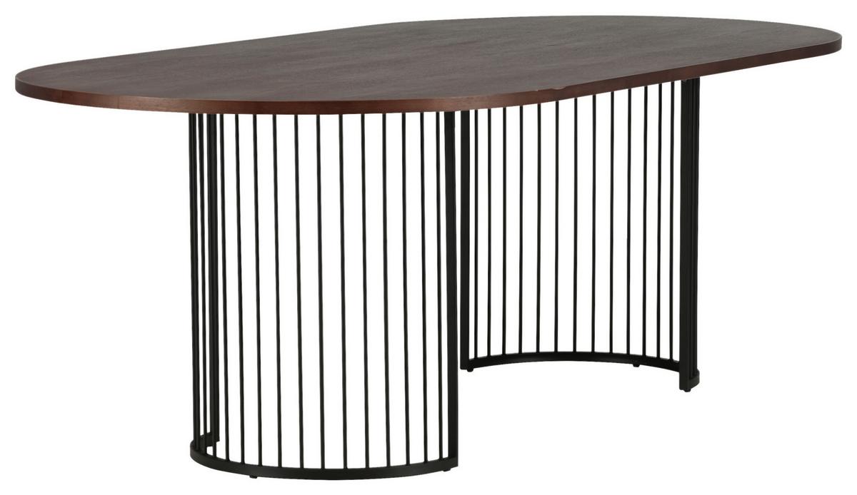 Esstisch Hamneksär - Dunkelbraun/Schwarz, Design, Holzwerkstoff/Metall (220/110/75cm) - Livetastic