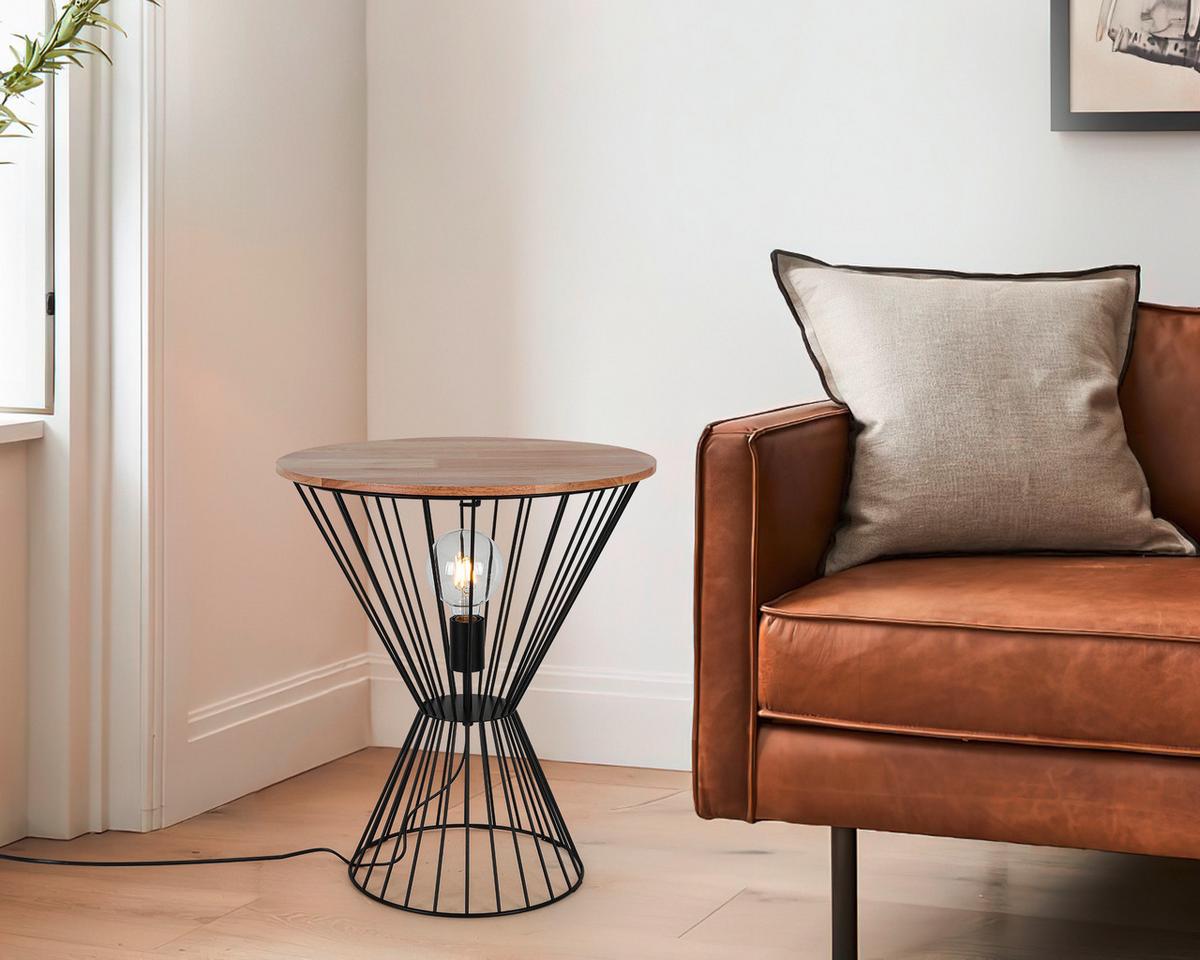 STOLNÍ LAMPA TABLE - černá/barvy dubu, Moderní, kov/dřevo (45/54cm) - Mömax