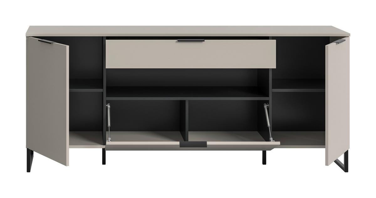 Sideboard Noida Kaschmir B: 185 Cm - Kaschmir/Schwarz, Design, Holzwerkstoff (185/80/41cm) - Livetastic