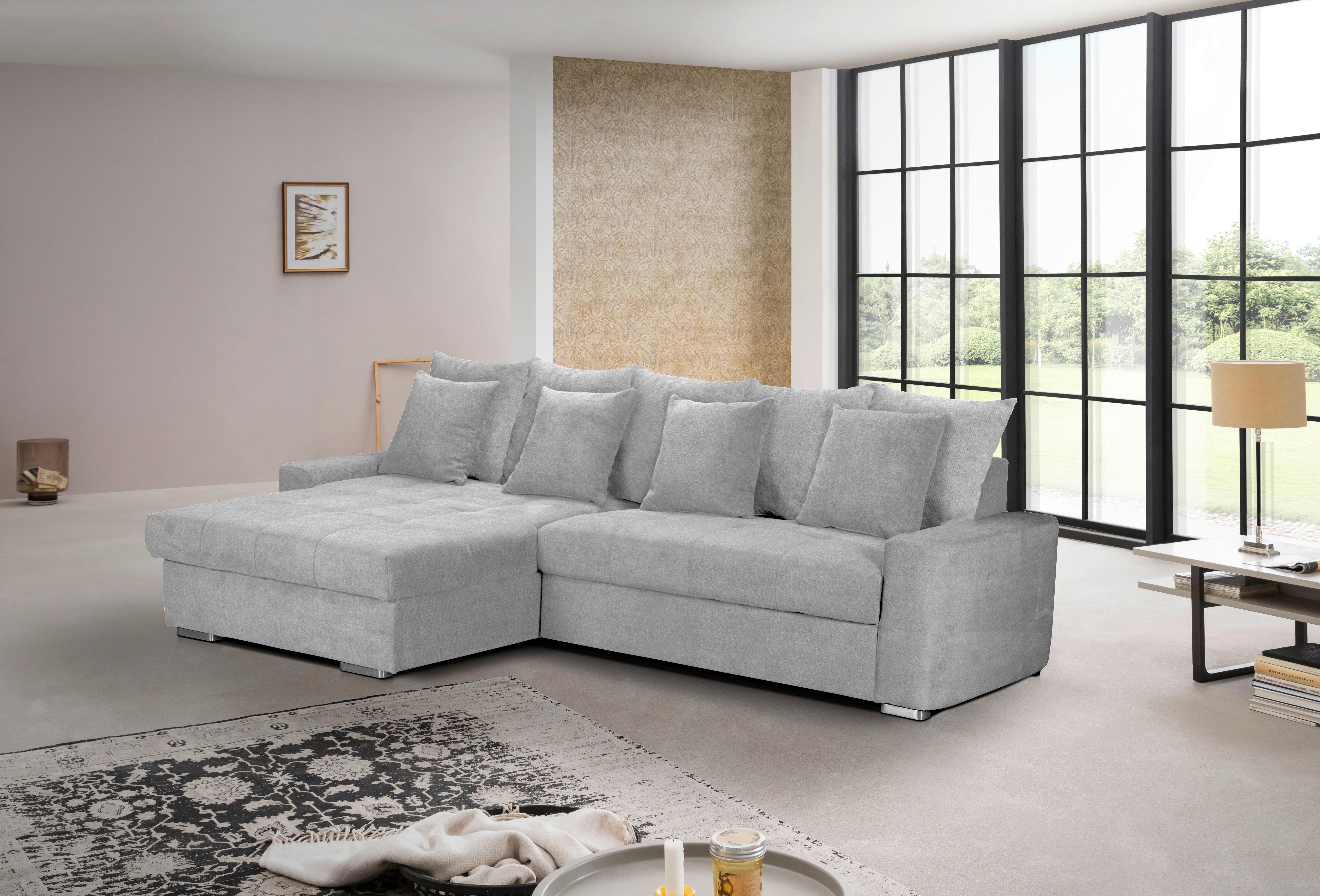 Ecksofa mit Schlaffunktion Salvador und Bettkasten Grau - Wengefarben/Hellgrau, MODERN, Textil (164/293cm) - MID.YOU