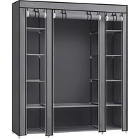 Stoffschrank B: 150 cm Schwarz - Grau, Trend, Kunststoff/Textil (150/175/45cm) - Boxxx
