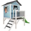 Stelzenspielhaus Holz Mit Rutsche Blau/Weiß Sunny Lodge - Blau/Weiß, Basics, Holz (260/190/167cm) - Ambia Garden