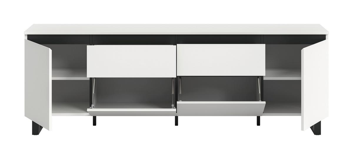 Lowboard Tomasa Weiß  B: 188 Cm - Schwarz/Weiß, Design, Holzwerkstoff (188/65/36cm) - Livetastic