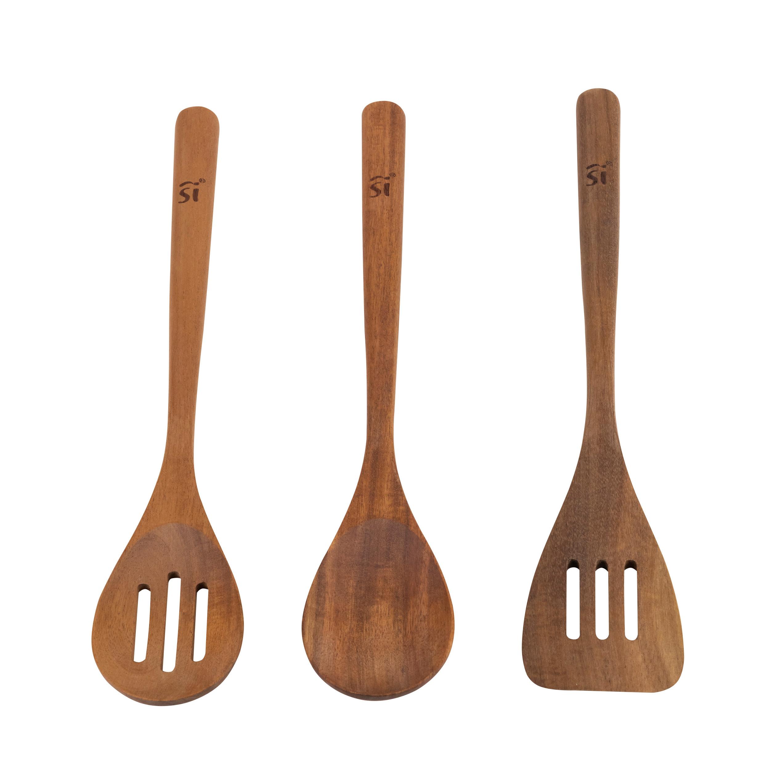 Küchenhelferset Nussbaumfarben 3-Teilig - Nussbaumfarben, Basics, Holz (2.6/21.8/34cm)