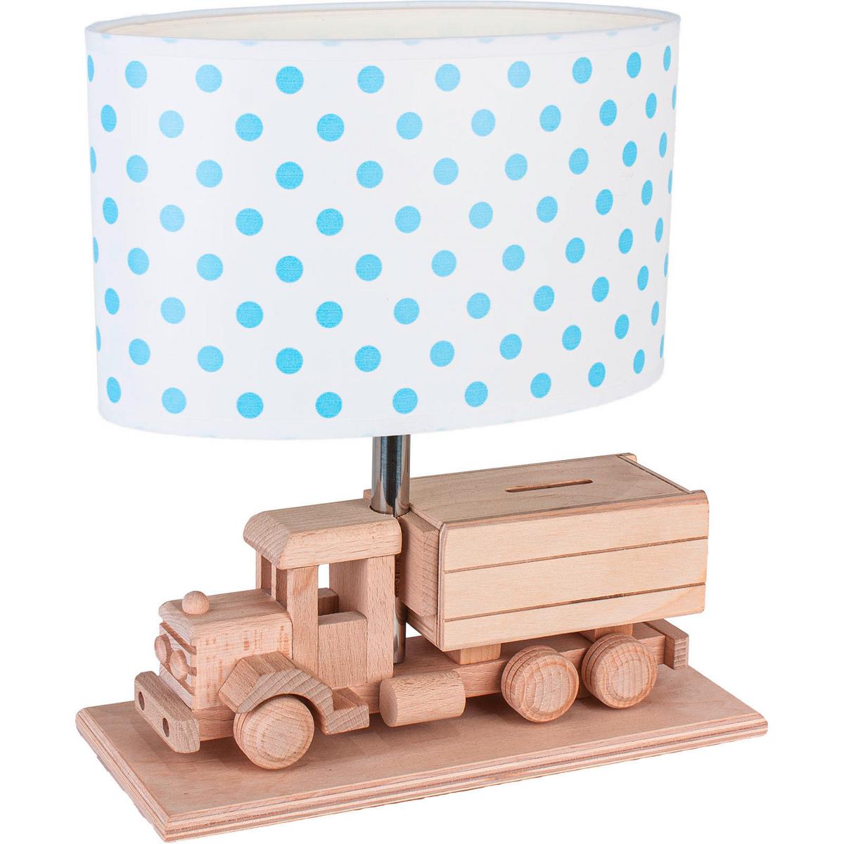Kindertischleuchte 4112414 Lkw  Mit Spardose - Blau/Naturfarben, Basics, Holz/Holzwerkstoff (32/14/27cm)
