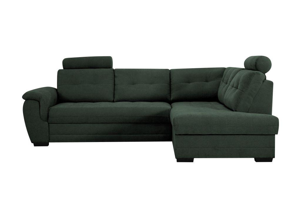Rohová sedačka FALCO, pravá, tm.zelená žinylka,2x op.hlavy - černá/tmavě zelená, Konvenční, dřevo/kompozitní dřevo (251/183cm) - Ondega