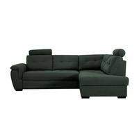 Rohová sedačka FALCO, pravá, tm.zelená žinylka,2x op.hlavy - černá/tmavě zelená, Konvenční, dřevo/kompozitní dřevo (251/183cm) - Ondega