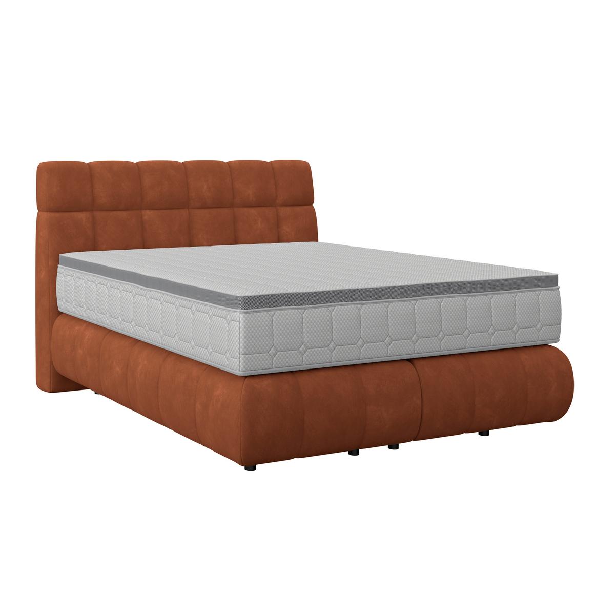 Boxspringbett Nobu Rostbraun, Lf: 140x200 Cm - Rostfarben/Schwarz, Trend, Holz/Textil (140/200cm)