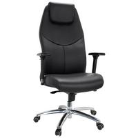 Chefsessel Ferrara Schwarz Bis 220 Kg - Silberfarben/Schwarz, Basics, Leder/Kunststoff (70/126/70cm) - MID.YOU