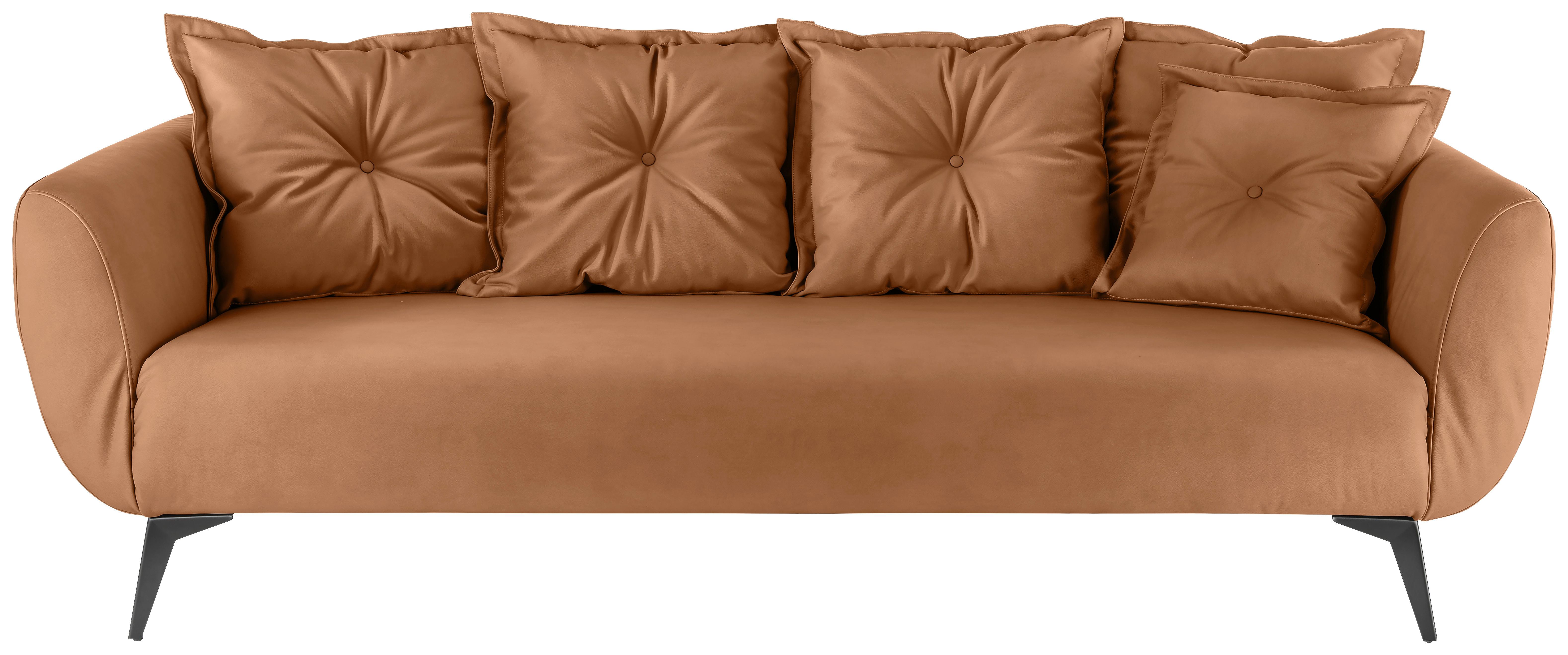 3-Sitzer-Sofa Baggio Cognac B: 236 cm - Cognac/Schwarz, MODERN, Textil (236/94/103cm) - Livetastic