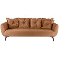 3-Sitzer-Sofa Baggio Cognac B: 236 cm - Cognac/Schwarz, MODERN, Textil (236/94/103cm) - Livetastic
