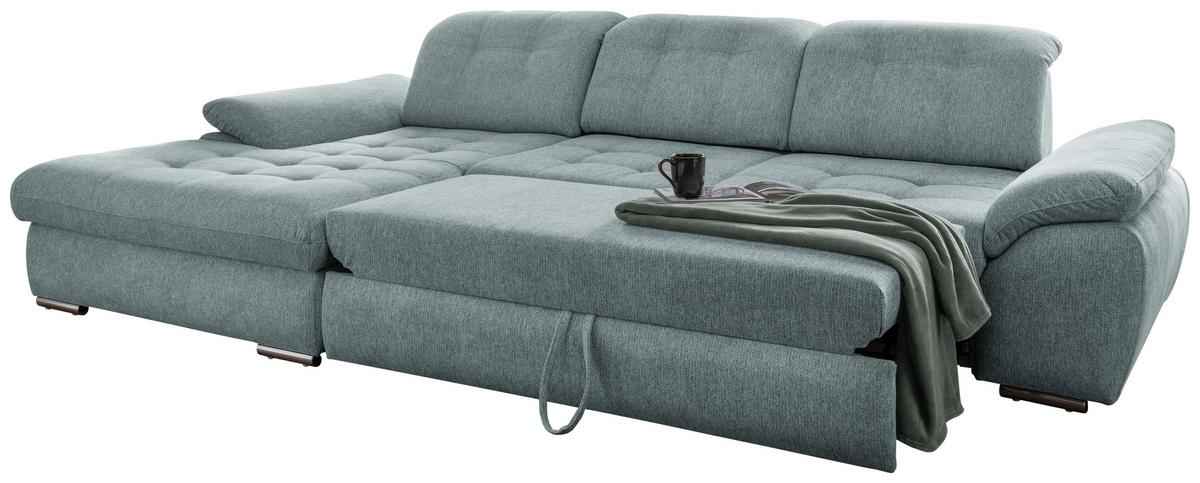 Ecksofa mit Bettkasten Rigatti Blau S: 184x314 cm - Chromfarben/Blau, MODERN, Textil (184/314cm) - Livetastic