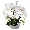 Kunstpflanze Orchideen, Weiß Topf: Silberfarben, H: 55 cm - Silberfarben/Weiß, Design, Keramik/Kunststoff (55cm) - P & B