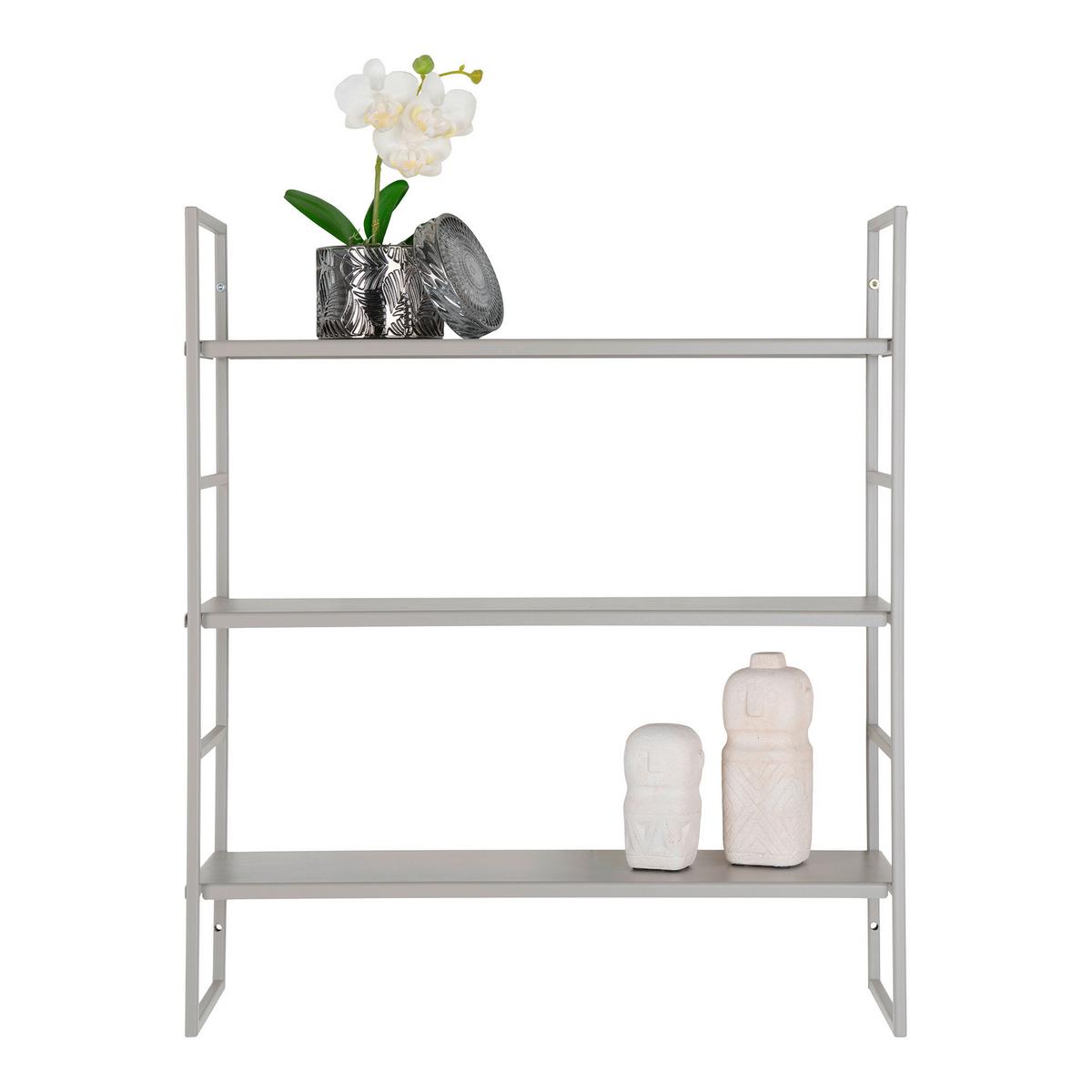 Wandregal Beja Grau B: 48 Cm - Grau, Design, Metall (48/55/17cm)