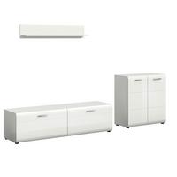 Sideboard Ice Weiß/weiß Hochglanz B: 255 Cm - Weiß Hochglanz/Schwarz, Design, Holzwerkstoff (255/160/41cm) - Livetastic