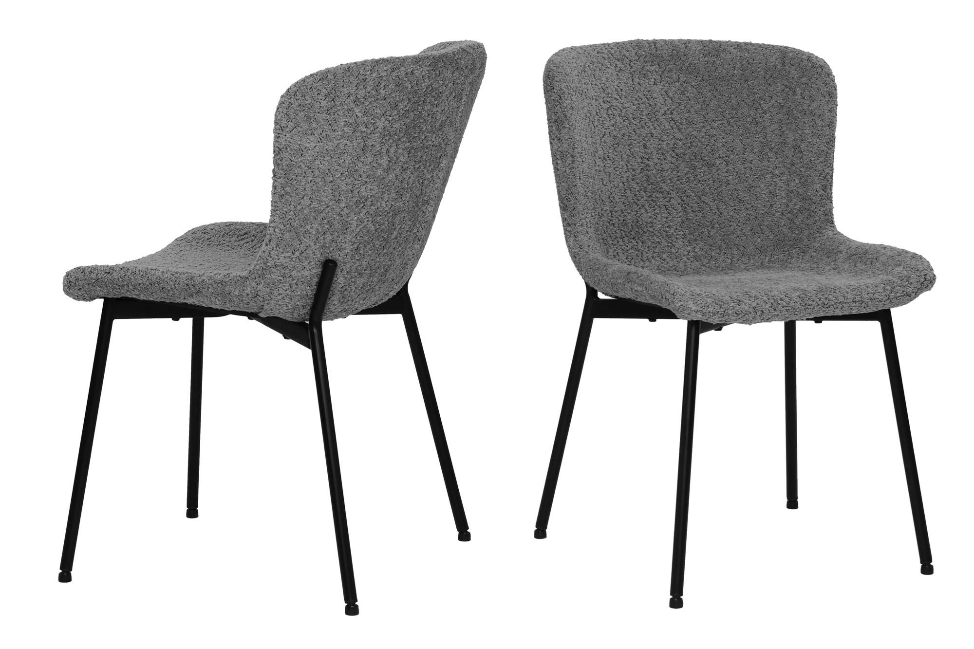 STUHL-SET Schwarz/Grau 2-teilig - Schwarz/Grau, MODERN, Textil/Metall (48/83/59cm) - MID.YOU