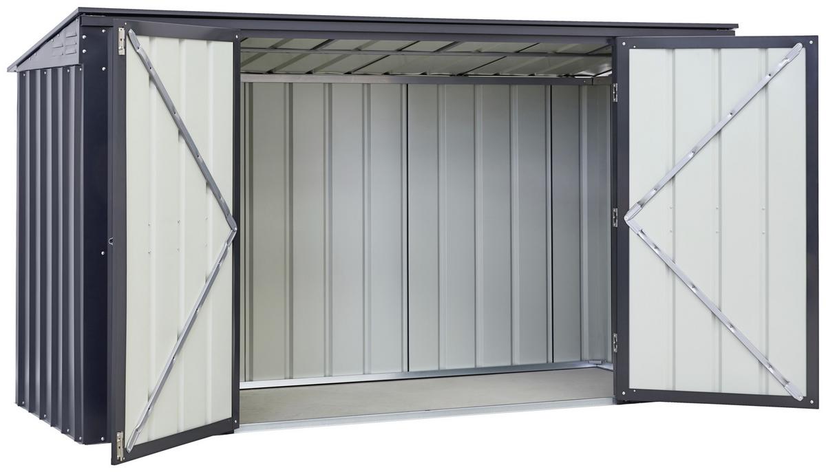 Mülltonnenbox für 3 Tonnen BxHxT 236x131,5x101cm + Pultdach - Anthrazit, Basics, Metall (236/131,5/101cm)
