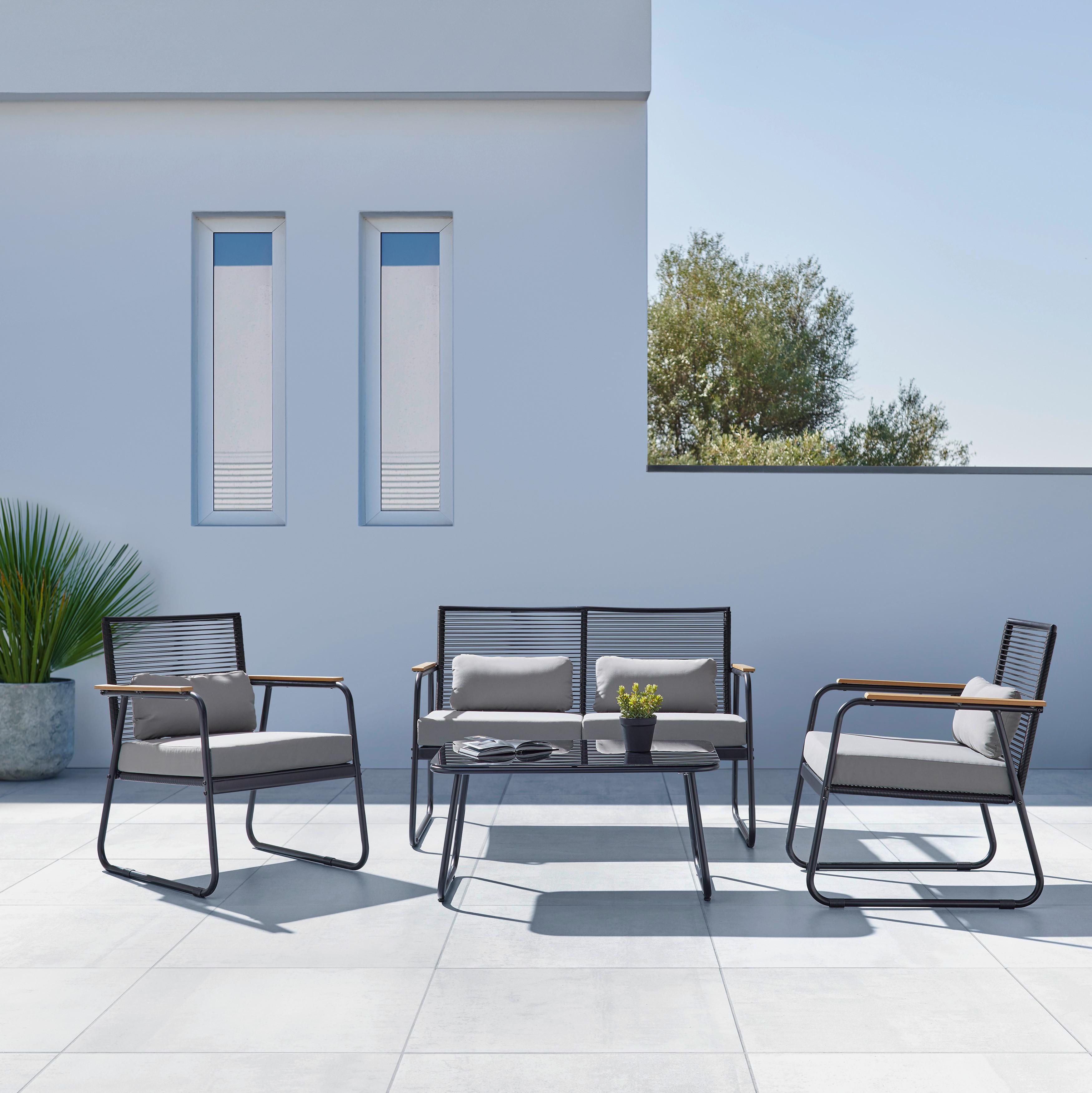 Zahradní Sedací Souprava Doanil - šedá/černá, Moderní, kov/textil - Bessagi Garden