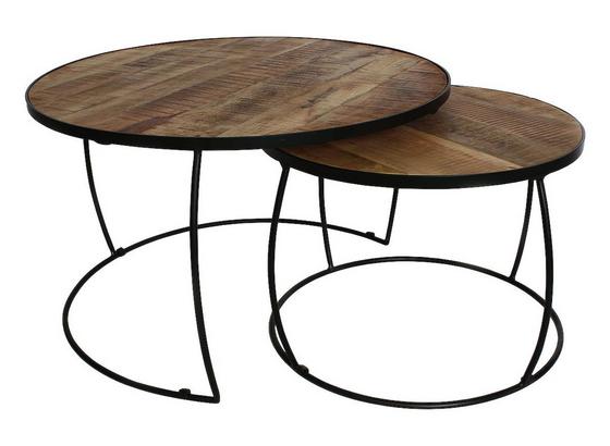 Beistelltisch 2er-Set Boxer, Mangoholz Massiv - Schwarz/Braun, MODERN, Holz/Metall (89/79/48cm) - Livetastic Beistelltisch 2er-Set Boxer, Mangoholz Massiv - Schwarz/Braun, MODERN, Holz/Metall (89/79/48cm) - Livetastic