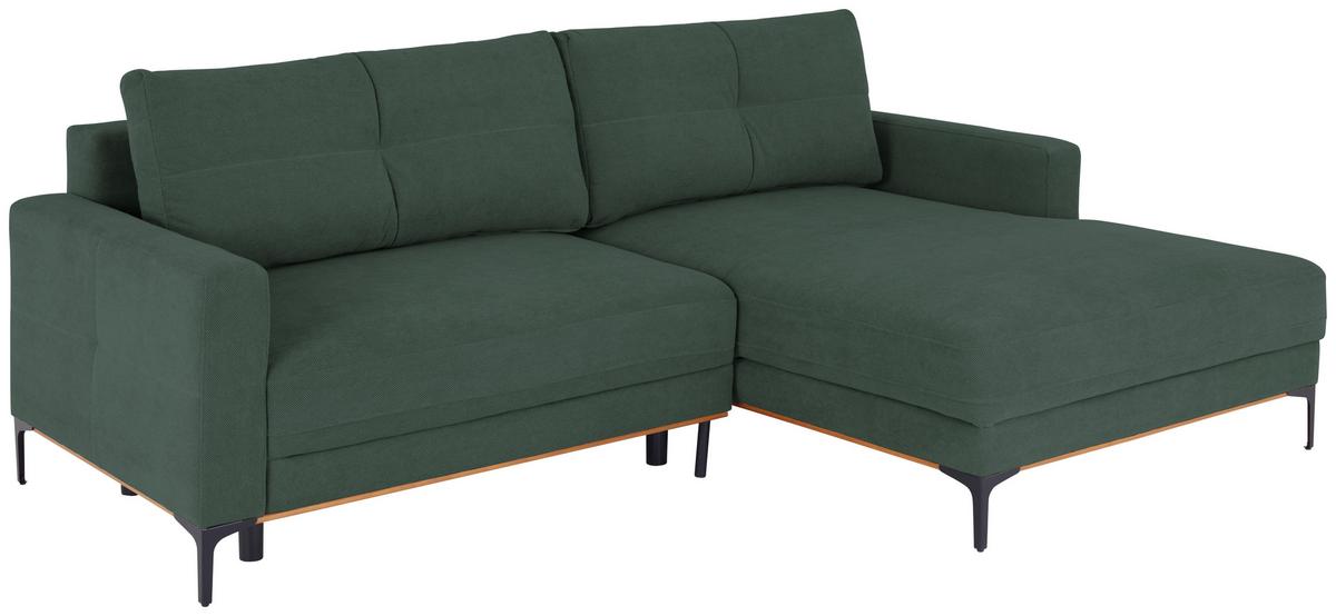 Ecksofa Bergamo - Waldgrün/Schwarz, MODERN, Textil (238/162cm) - Ondega