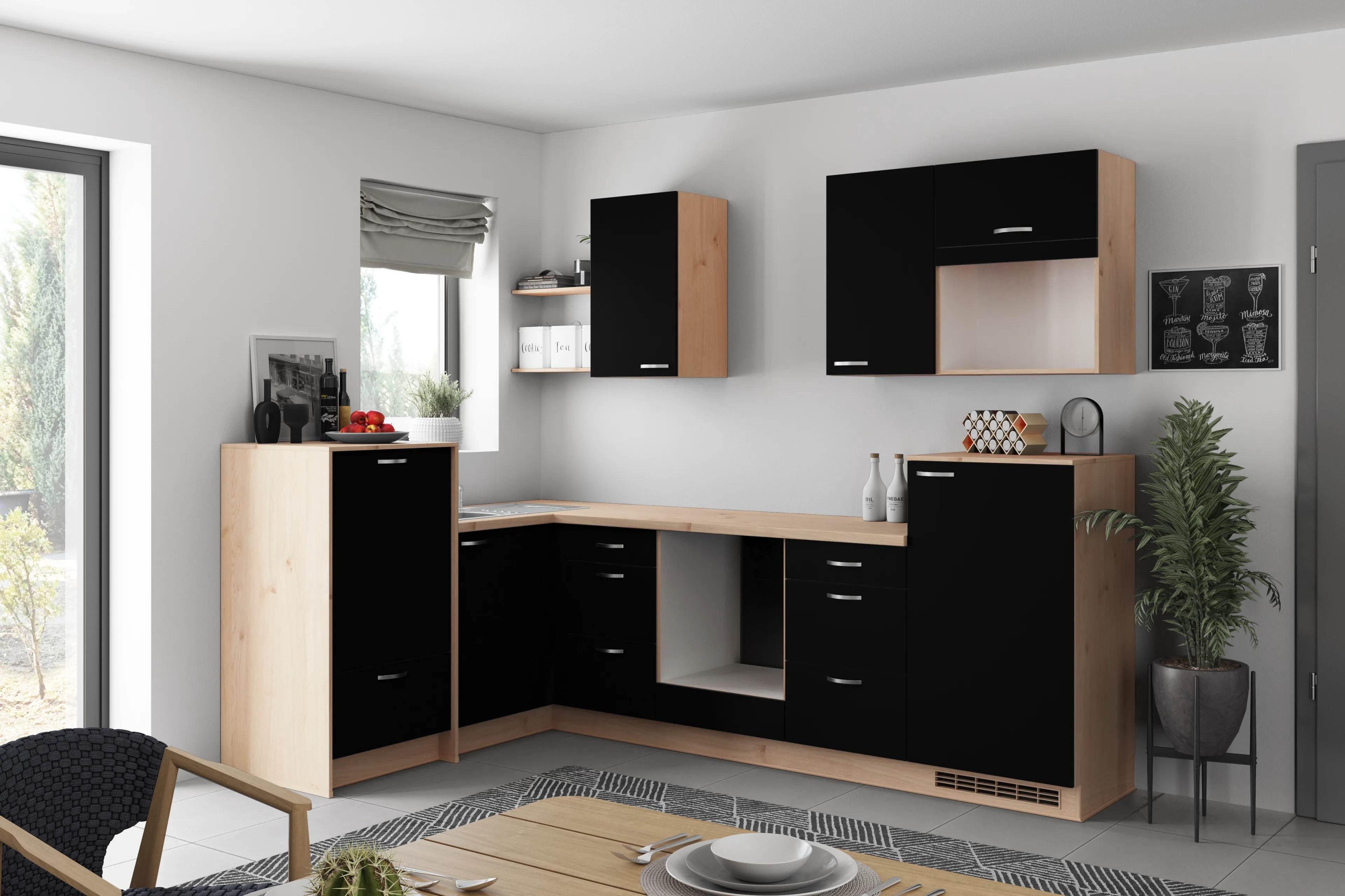 Eckküche Clean - Wildeiche/Schwarz, MODERN, Holzwerkstoff (178/280cm) - Express