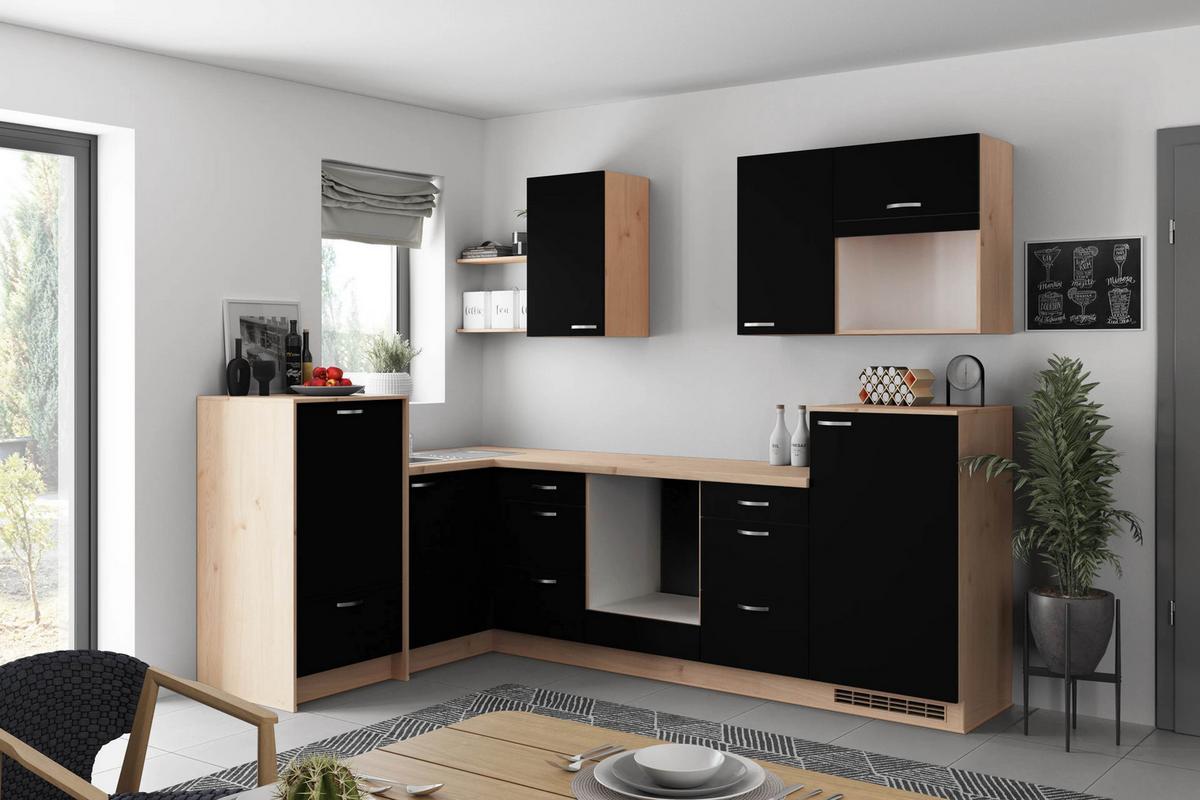Eckküche Clean - Wildeiche/Schwarz, MODERN, Holzwerkstoff (178/280cm) - Express